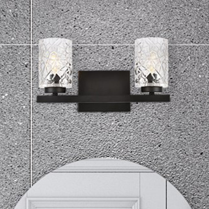 2 Lights Bath Sconce In Black With Clear Shade Black And Clear Shade Finish - LIGHTING by Joshua Marshal
