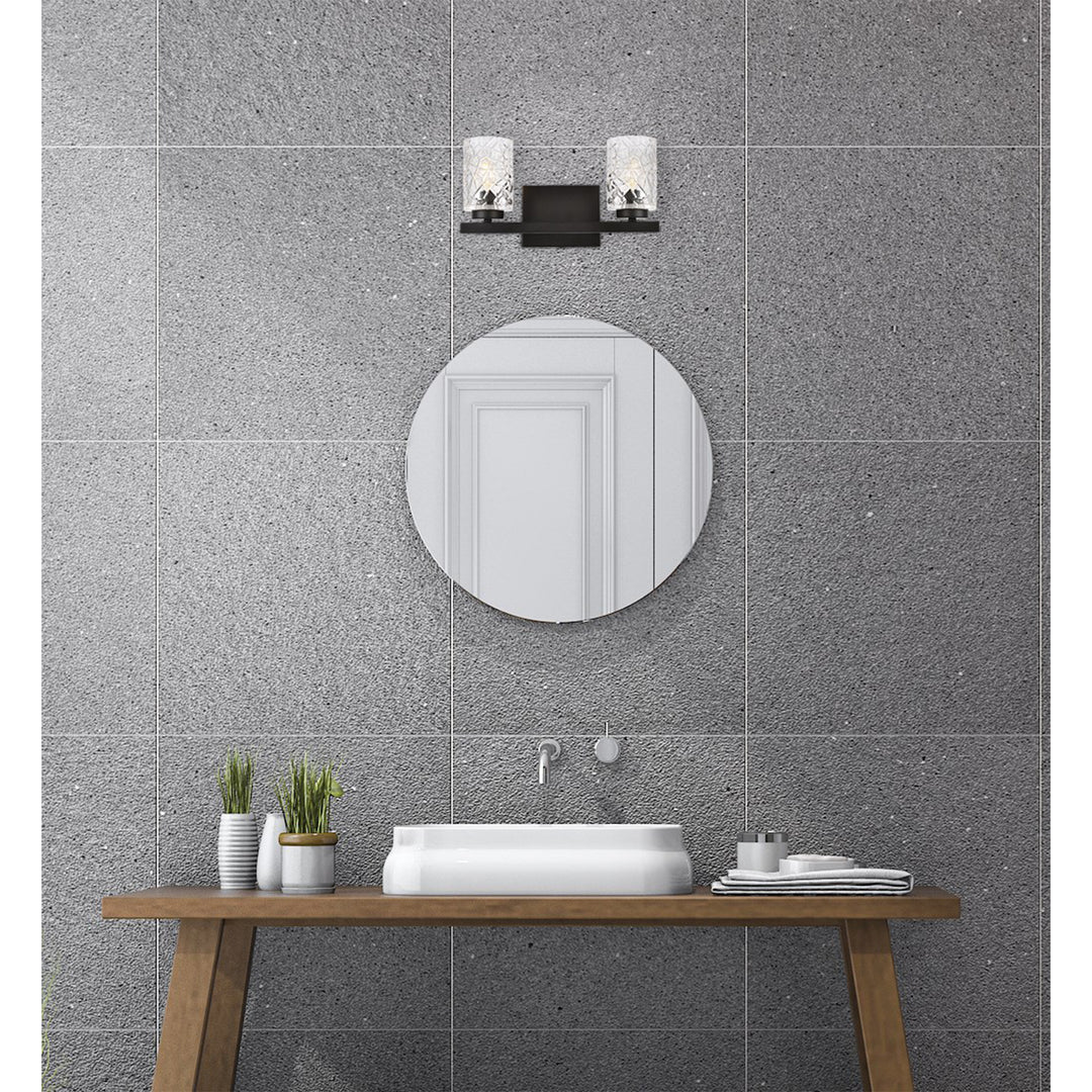 2 Lights Bath Sconce In Black With Clear Shade - View 2 - Joshua Marshal