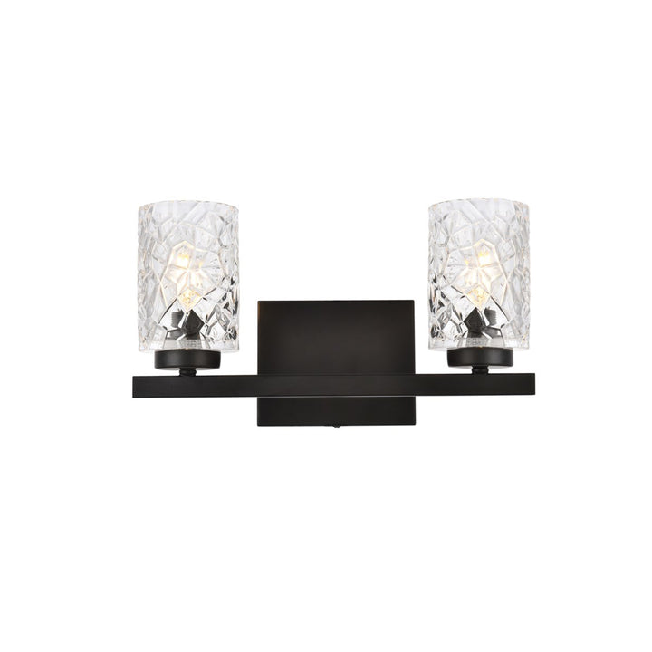 2 Lights Bath Sconce In Black With Clear Shade - View 3 - Joshua Marshal