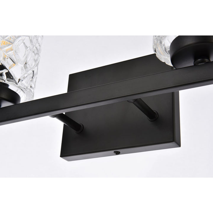 2 Lights Bath Sconce In Black With Clear Shade - View 5 - Joshua Marshal