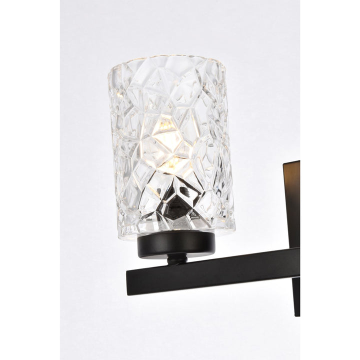 2 Lights Bath Sconce In Black With Clear Shade - View 6 - Joshua Marshal