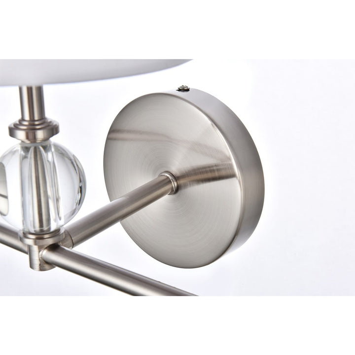 3 lights bath sconce in satin nickel with white fabric shade - View 6 - Joshua Marshal