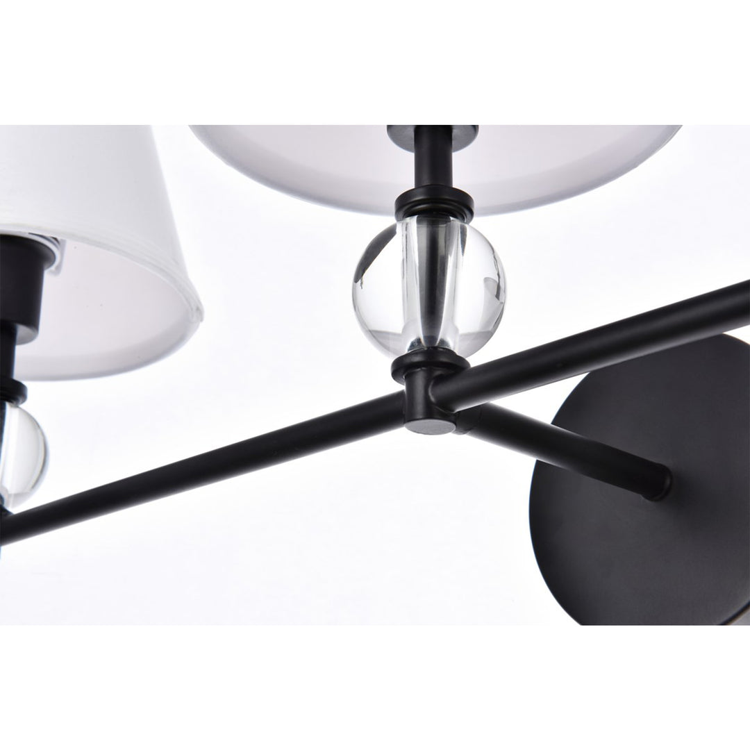 3 Lights Bath Sconce In Black With White Fabric Shade - View 5 - Joshua Marshal