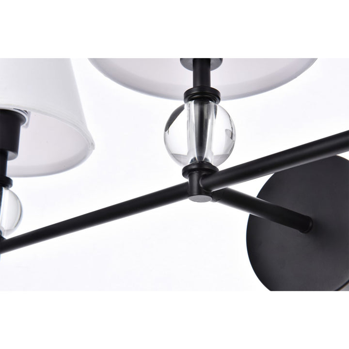 3 Lights Bath Sconce In Black With White Fabric Shade - View 5 - Joshua Marshal
