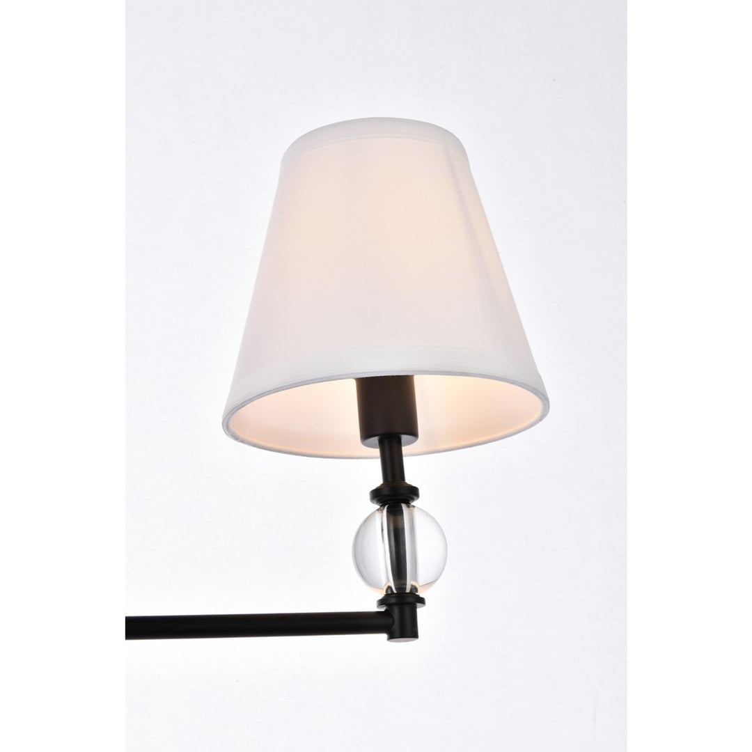 3 Lights Bath Sconce In Black With White Fabric Shade - View 6 - Joshua Marshal