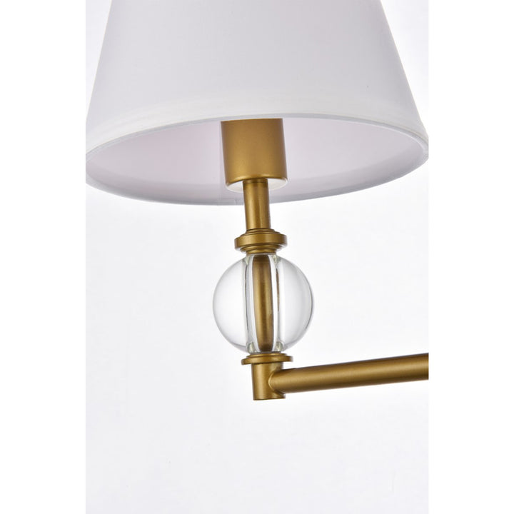 2 Lights Bath Sconce In Brass With White Fabric Shade - View 6 - Joshua Marshal