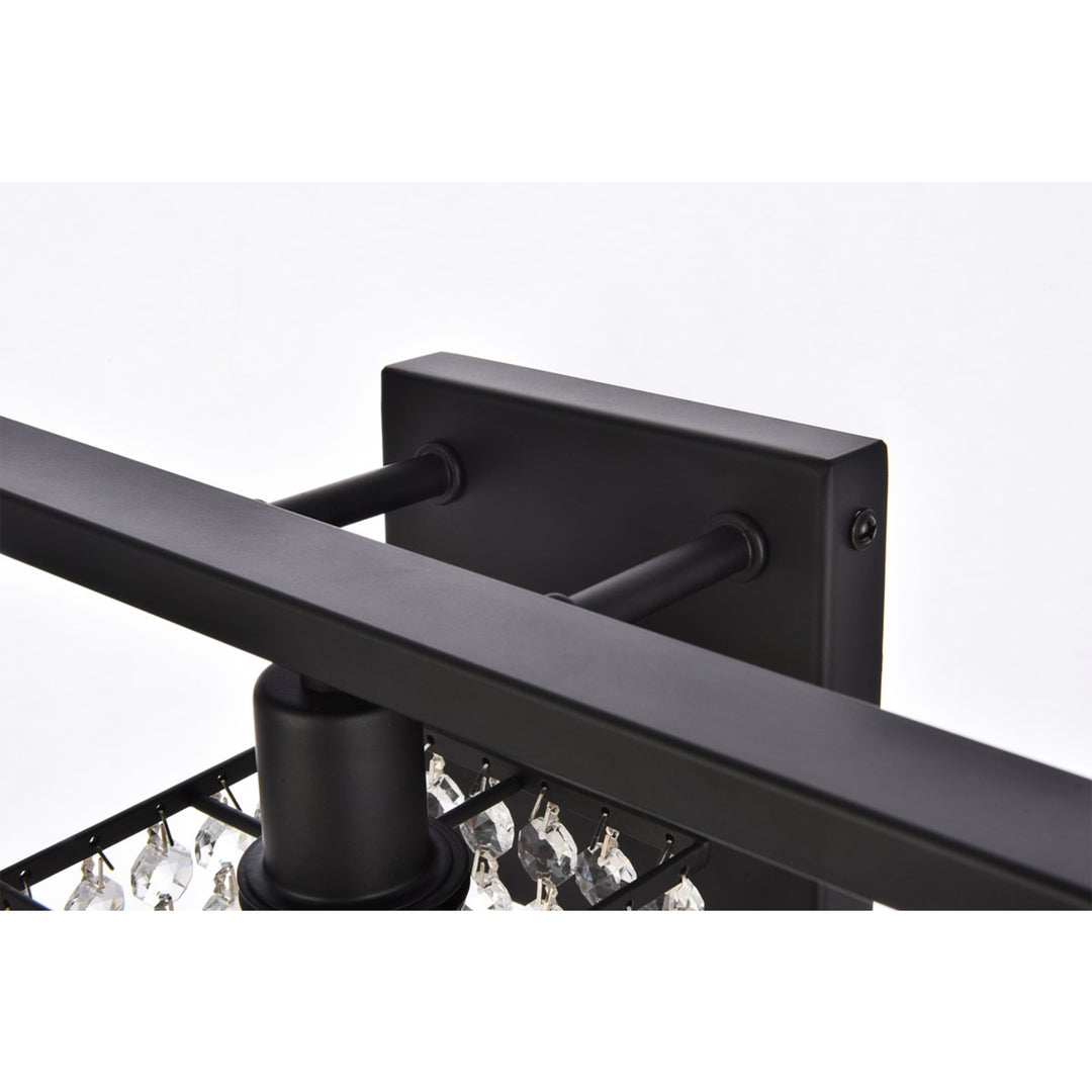 3 Lights Bath Sconce In Black With Clear Crystals - View 5 - Joshua Marshal
