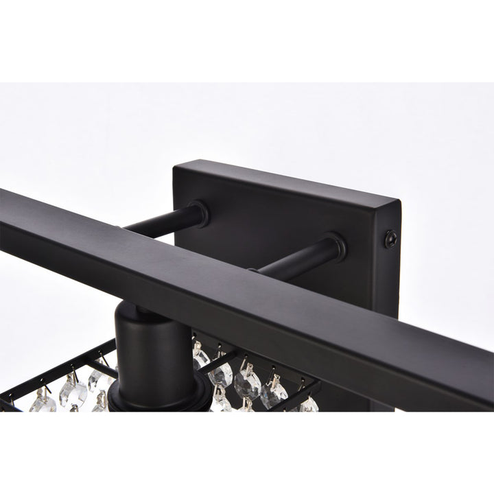 3 Lights Bath Sconce In Black With Clear Crystals - View 5 - Joshua Marshal