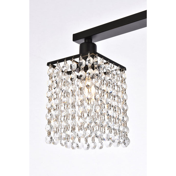 3 Lights Bath Sconce In Black With Clear Crystals - View 6 - Joshua Marshal