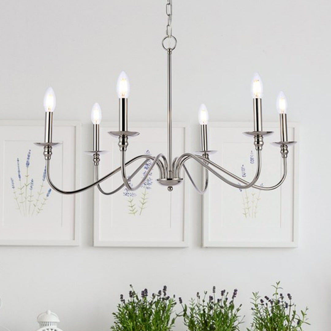30 Inch Chandelier In Polished Nickel Polished Nickel Finish - LIGHTING by Joshua Marshal