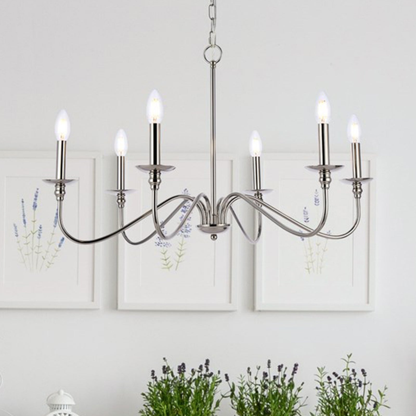 30 Inch Chandelier In Polished Nickel Polished Nickel Finish - LIGHTING by Joshua Marshal