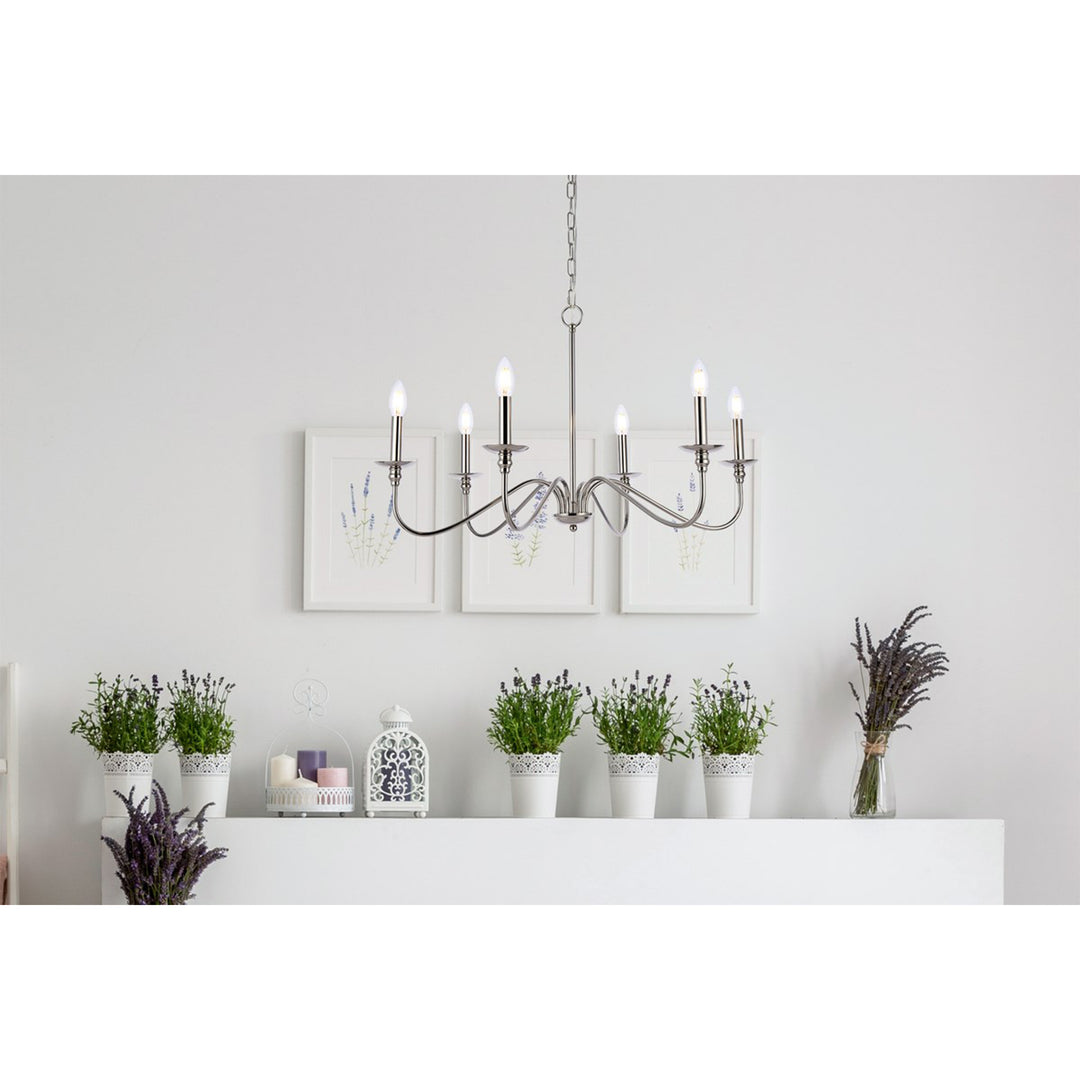 30 Inch Chandelier In Polished Nickel - View 2 - Joshua Marshal