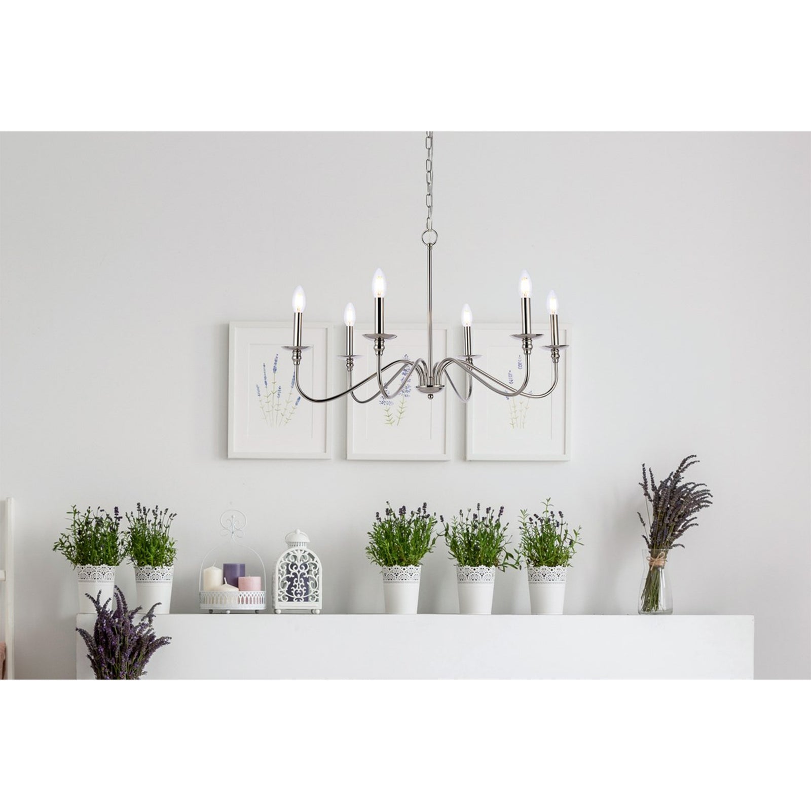 30 Inch Chandelier In Polished Nickel - View 2 - Joshua Marshal