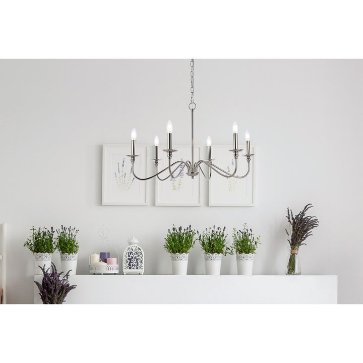 30 Inch Chandelier In Polished Nickel - View 2 - Joshua Marshal