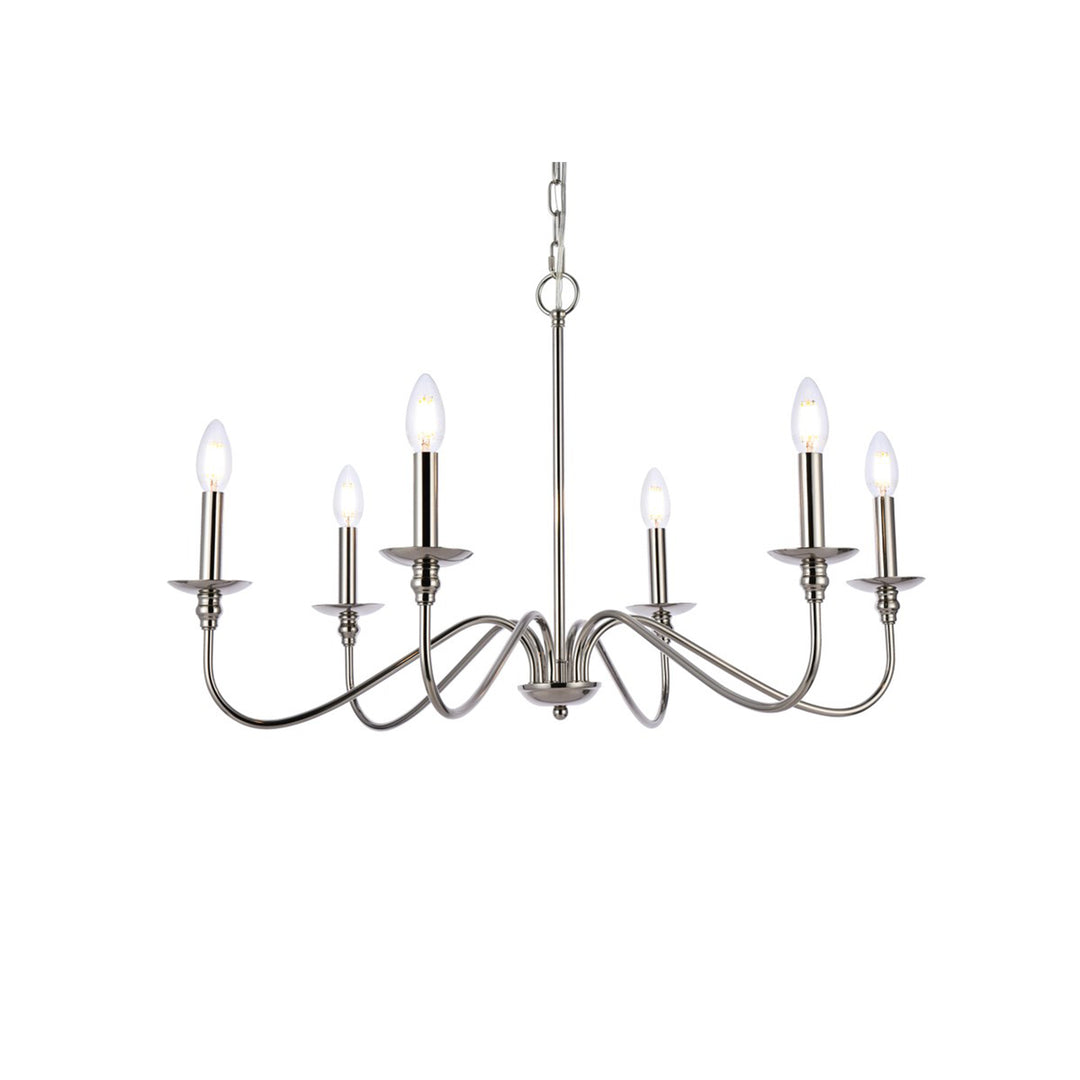30 Inch Chandelier In Polished Nickel - View 3 - Joshua Marshal
