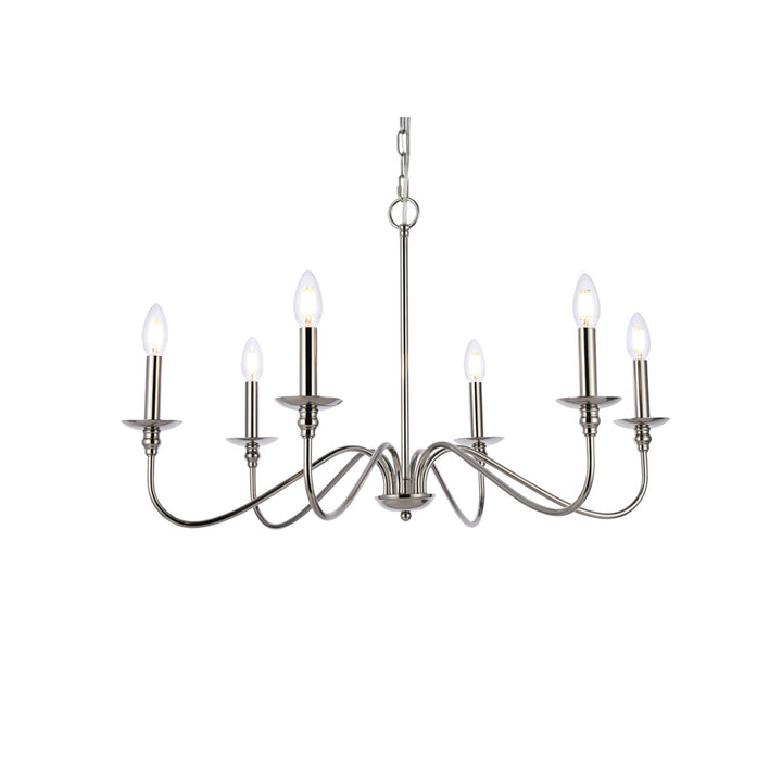 30 Inch Chandelier In Polished Nickel - View 3 - Joshua Marshal
