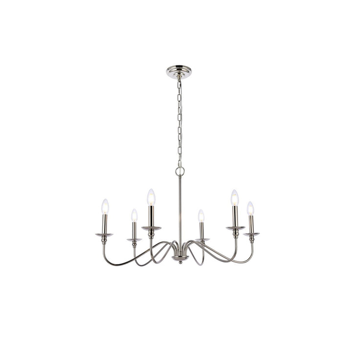 30 Inch Chandelier In Polished Nickel - View 4 - Joshua Marshal