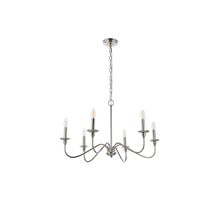30 Inch Chandelier In Polished Nickel - View 5 - Joshua Marshal