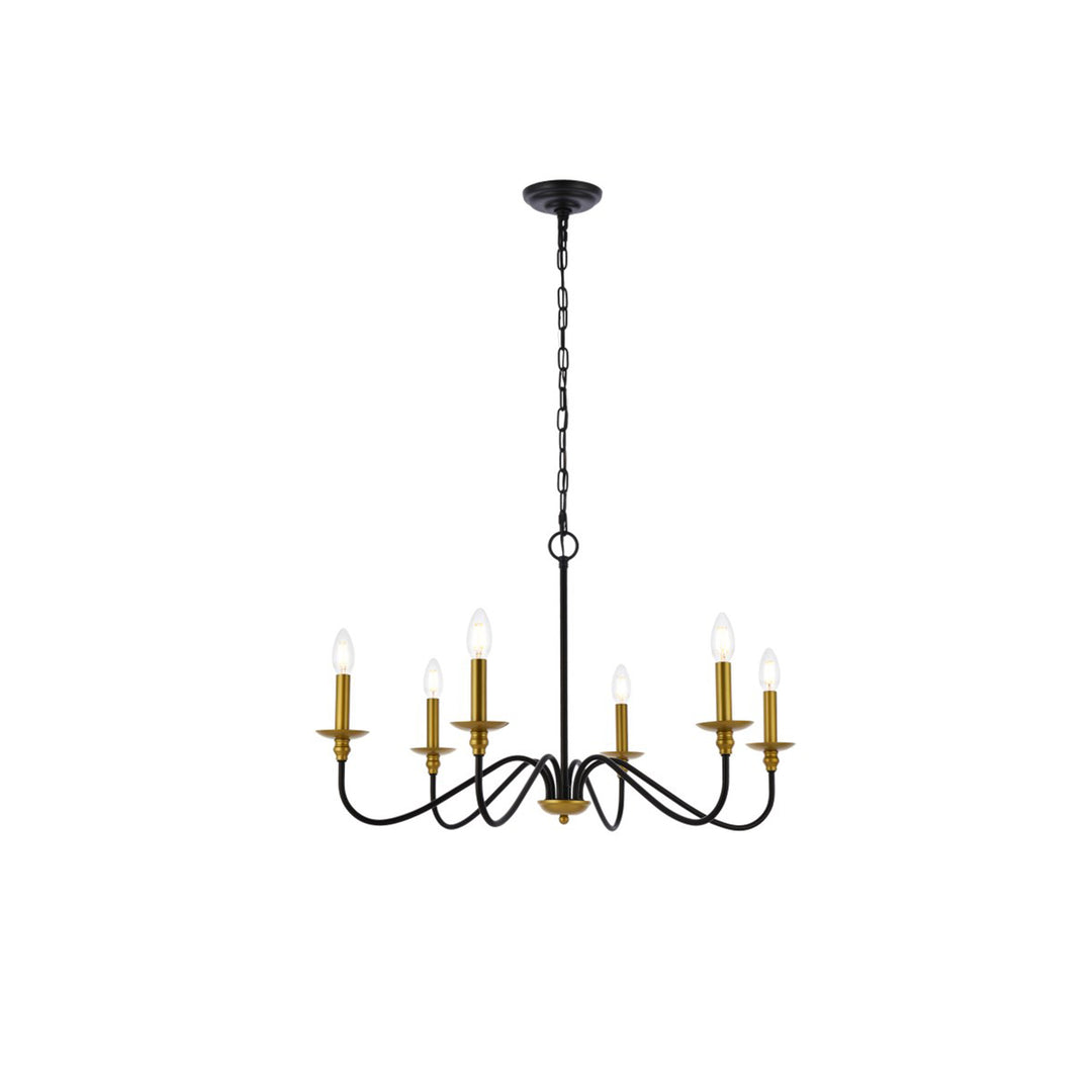 30 Inch Chandelier In Matte Black And Brass - View 3 - Joshua Marshal