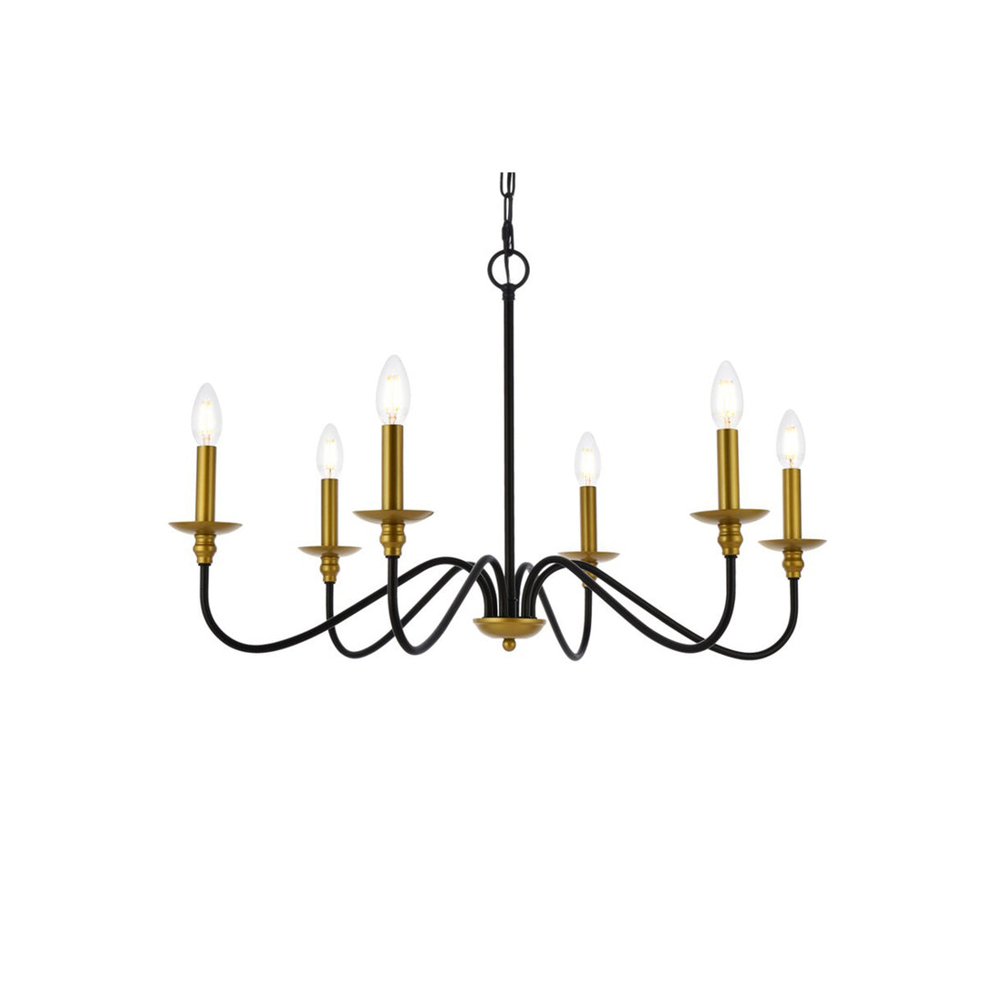 30 Inch Chandelier In Matte Black And Brass - View 4 - Joshua Marshal