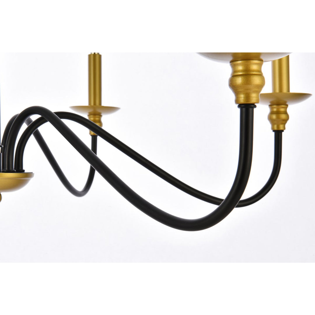 30 Inch Chandelier In Matte Black And Brass - View 5 - Joshua Marshal