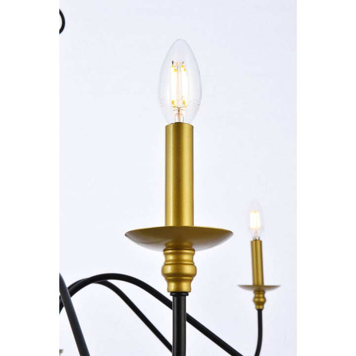 30 Inch Chandelier In Matte Black And Brass - View 6 - Joshua Marshal