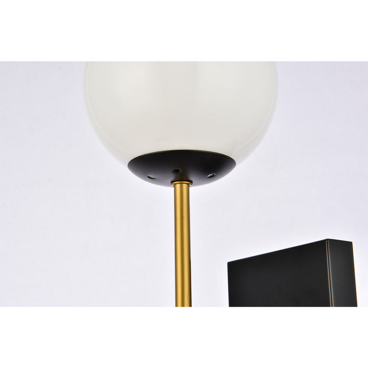 2 Lights Black And Brass And White Glass Wall Sconce - View 6 - Joshua Marshal