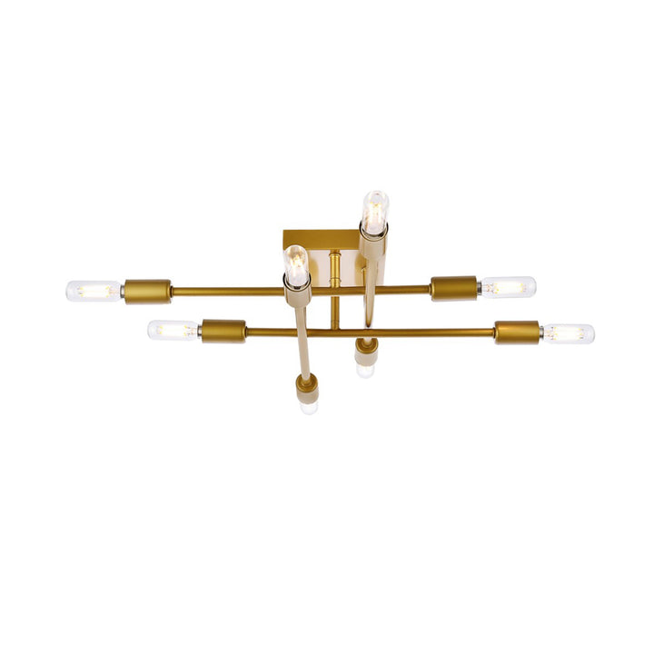 8 Lights Brass Flush Mount - View 4 - Joshua Marshal