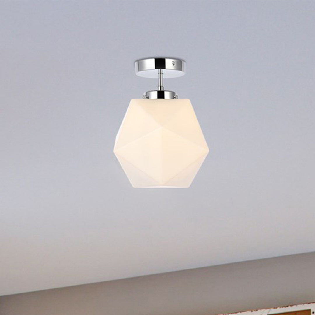 1 Light Chrome And White Glass Flush Mount Chrome And White Finish - LIGHTING by Joshua Marshal