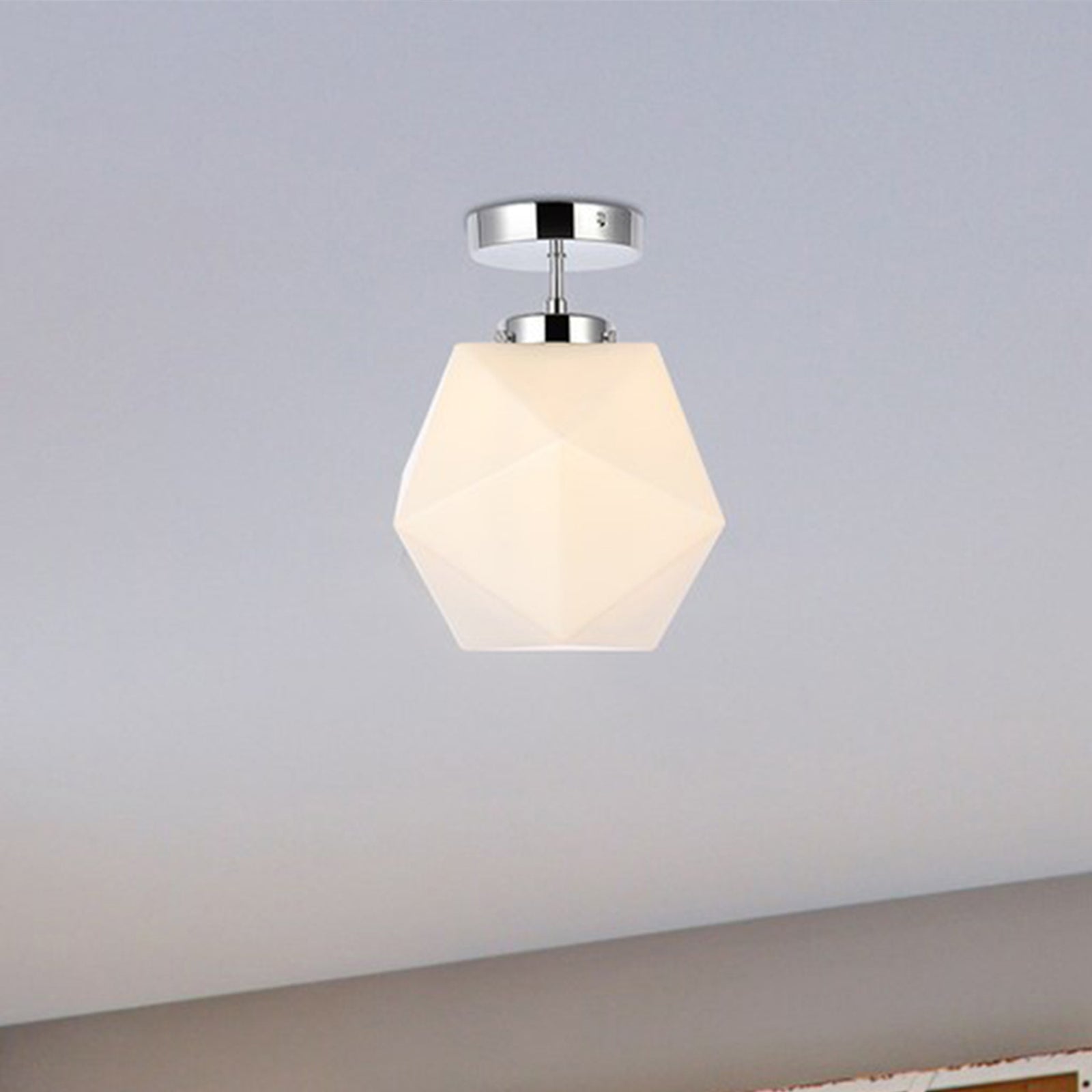 1 Light Chrome And White Glass Flush Mount Chrome And White Finish - LIGHTING by Joshua Marshal