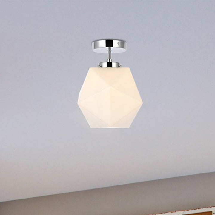 1 Light Chrome And White Glass Flush Mount Chrome And White Finish - LIGHTING by Joshua Marshal