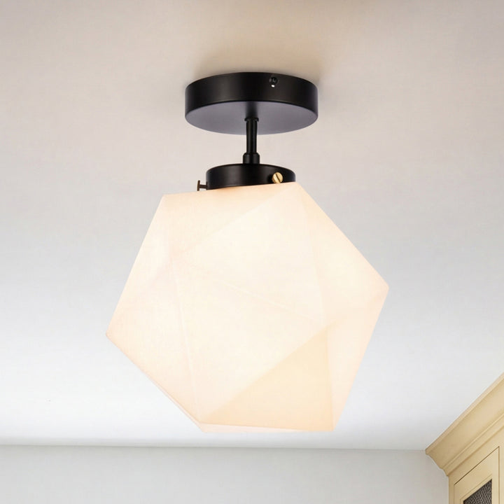 1 Light Black And White Glass Flush Mount Black And White Finish - LIGHTING by Joshua Marshal