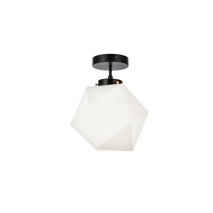 1 Light Black And White Glass Flush Mount - View 4 - Joshua Marshal