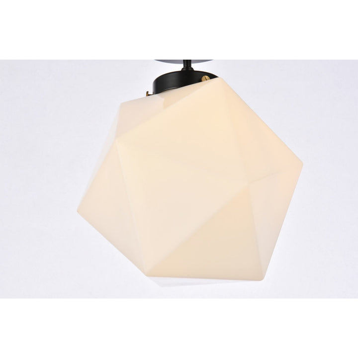1 Light Black And White Glass Flush Mount - View 5 - Joshua Marshal