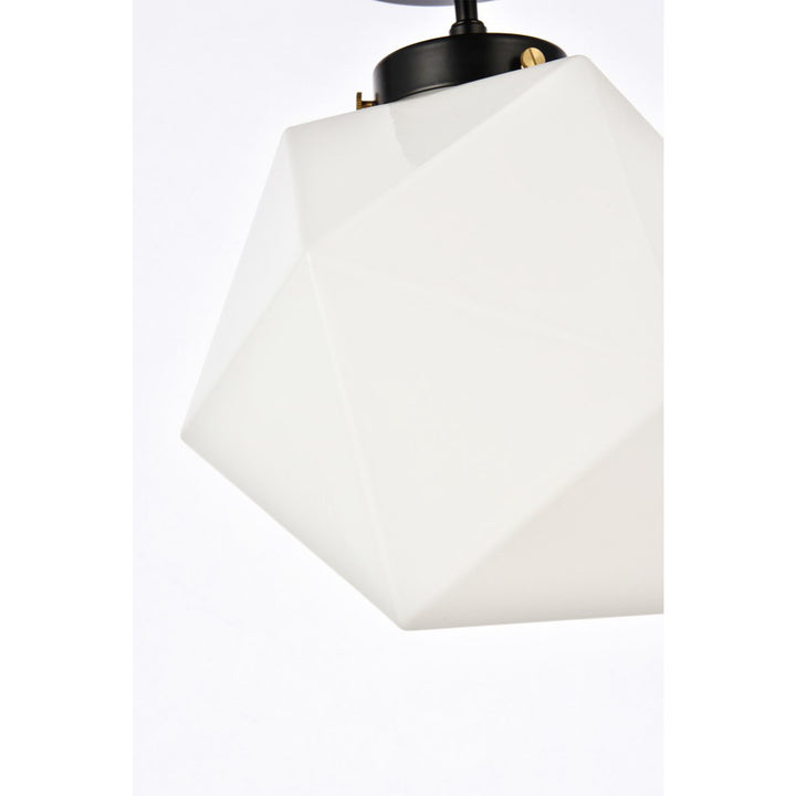 1 Light Black And White Glass Flush Mount - View 6 - Joshua Marshal