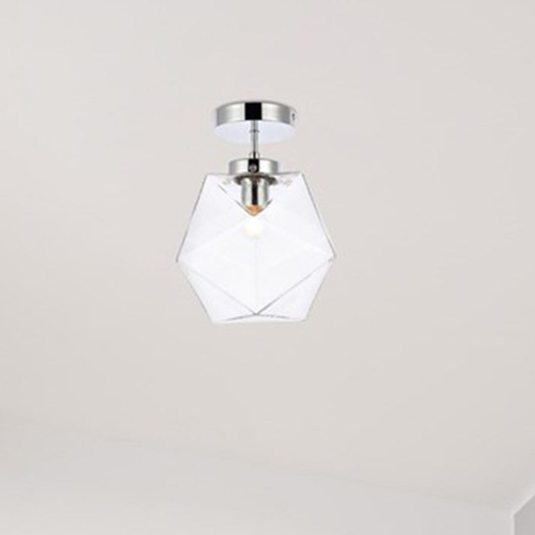 1 Light Chrome And Clear Glass Flush Mount Chrome And Clear Finish - LIGHTING by Joshua Marshal