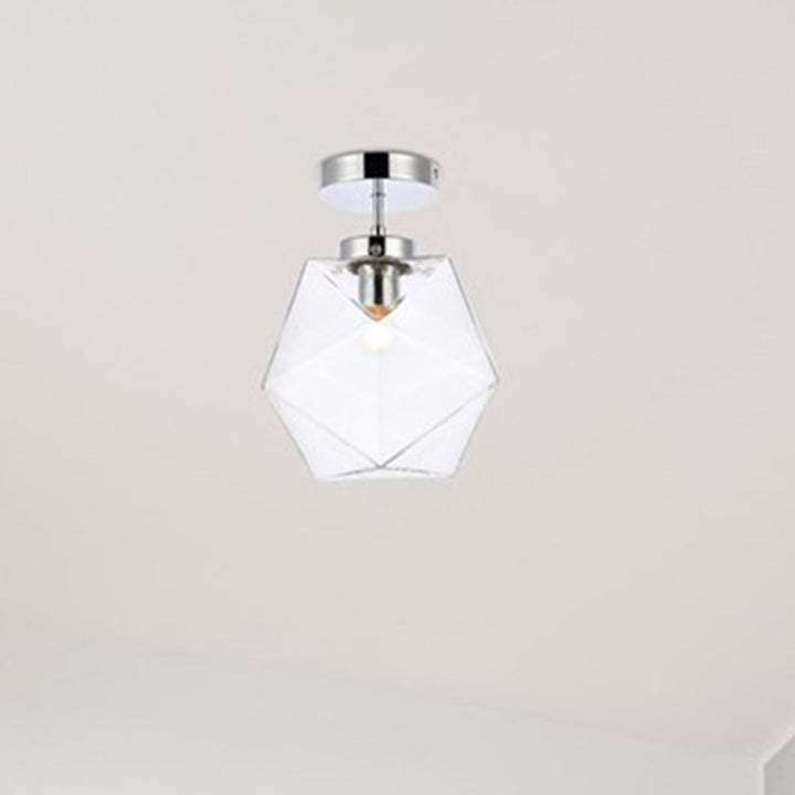 1 Light Chrome And Clear Glass Flush Mount Chrome And Clear Finish - LIGHTING by Joshua Marshal
