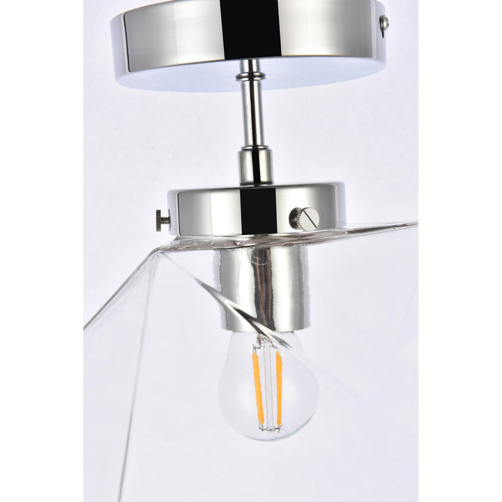 1 Light Chrome And Clear Glass Flush Mount - View 6 - Joshua Marshal