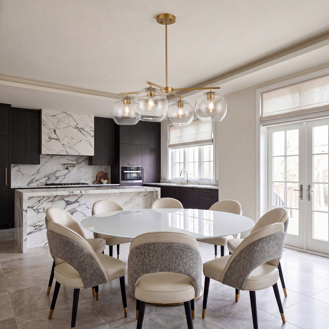 4 Lights Brass Pendant - View 2 - Joshua Marshal