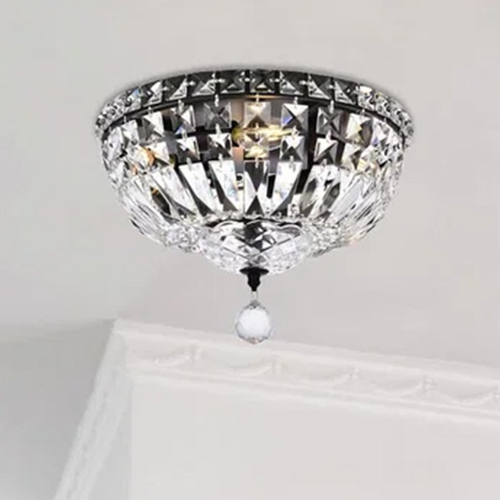 12 Inch Black Flush Mount Black And Clear Finish - LIGHTING by Joshua Marshal