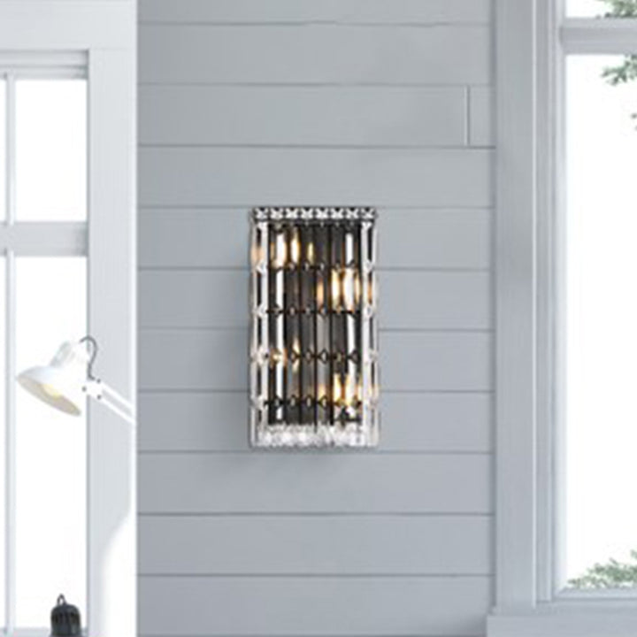 8 Inch Black Wall Sconce Black And Clear Finish - LIGHTING by Joshua Marshal