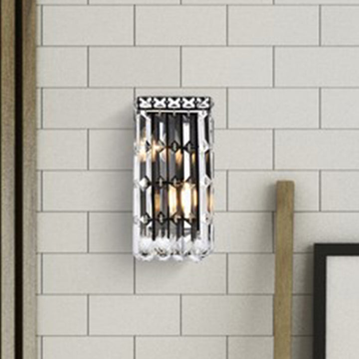 6 Inch Black Wall Sconce Black And Clear Finish - LIGHTING by Joshua Marshal