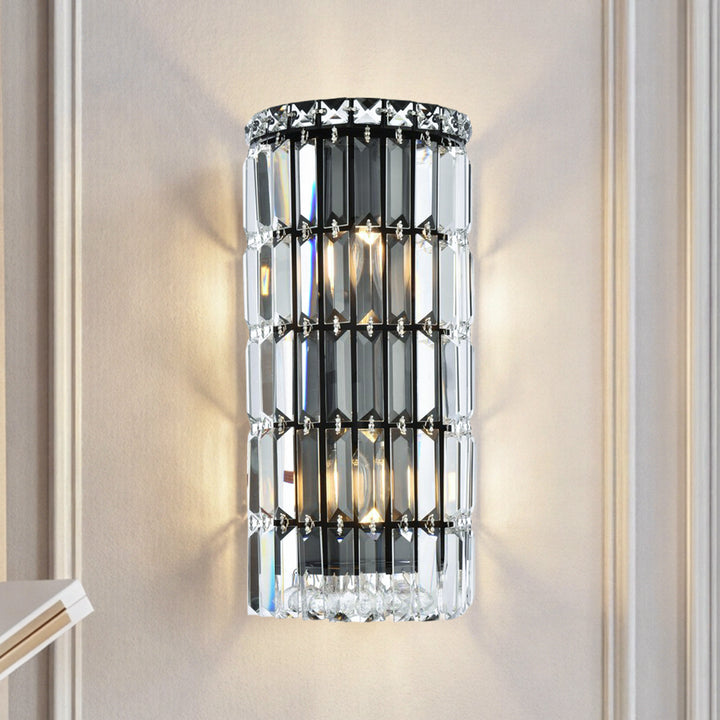8 Inch Black Wall Sconce Black And Clear Finish - LIGHTING by Joshua Marshal