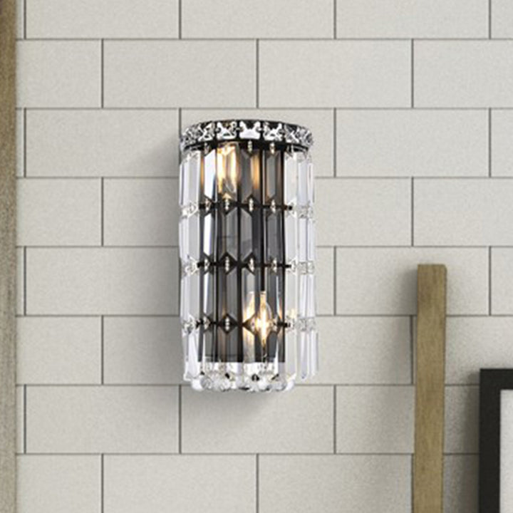 6 Inch Black Wall Sconce Black And Clear Finish - LIGHTING by Joshua Marshal