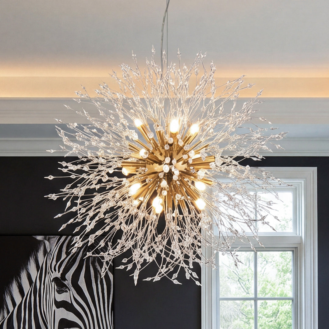 12 Lights Gold Pendant Gold Finish - LIGHTING by Joshua Marshal