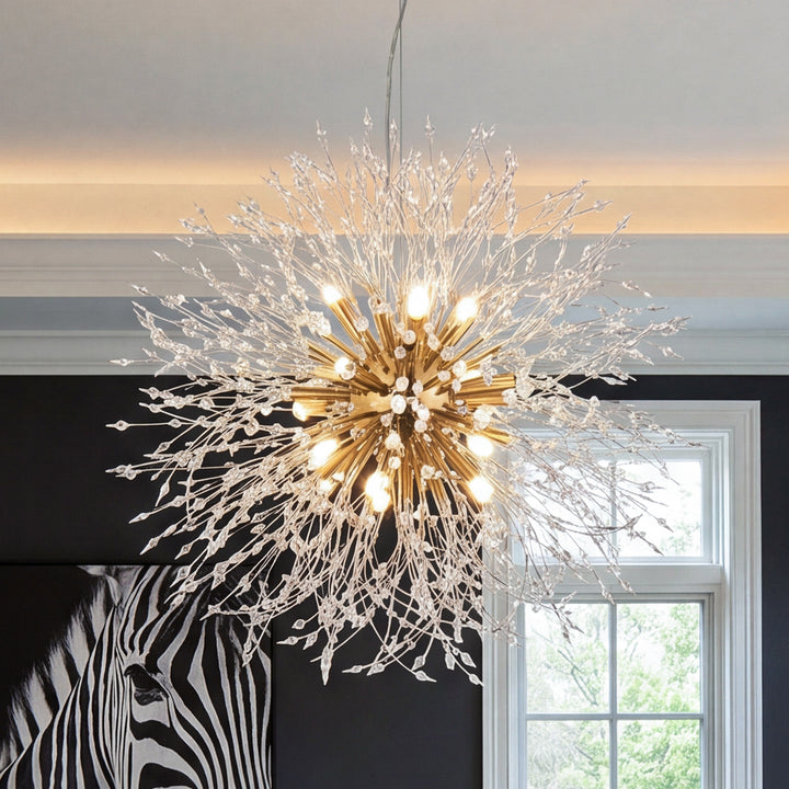 12 Lights Gold Pendant Gold Finish - LIGHTING by Joshua Marshal