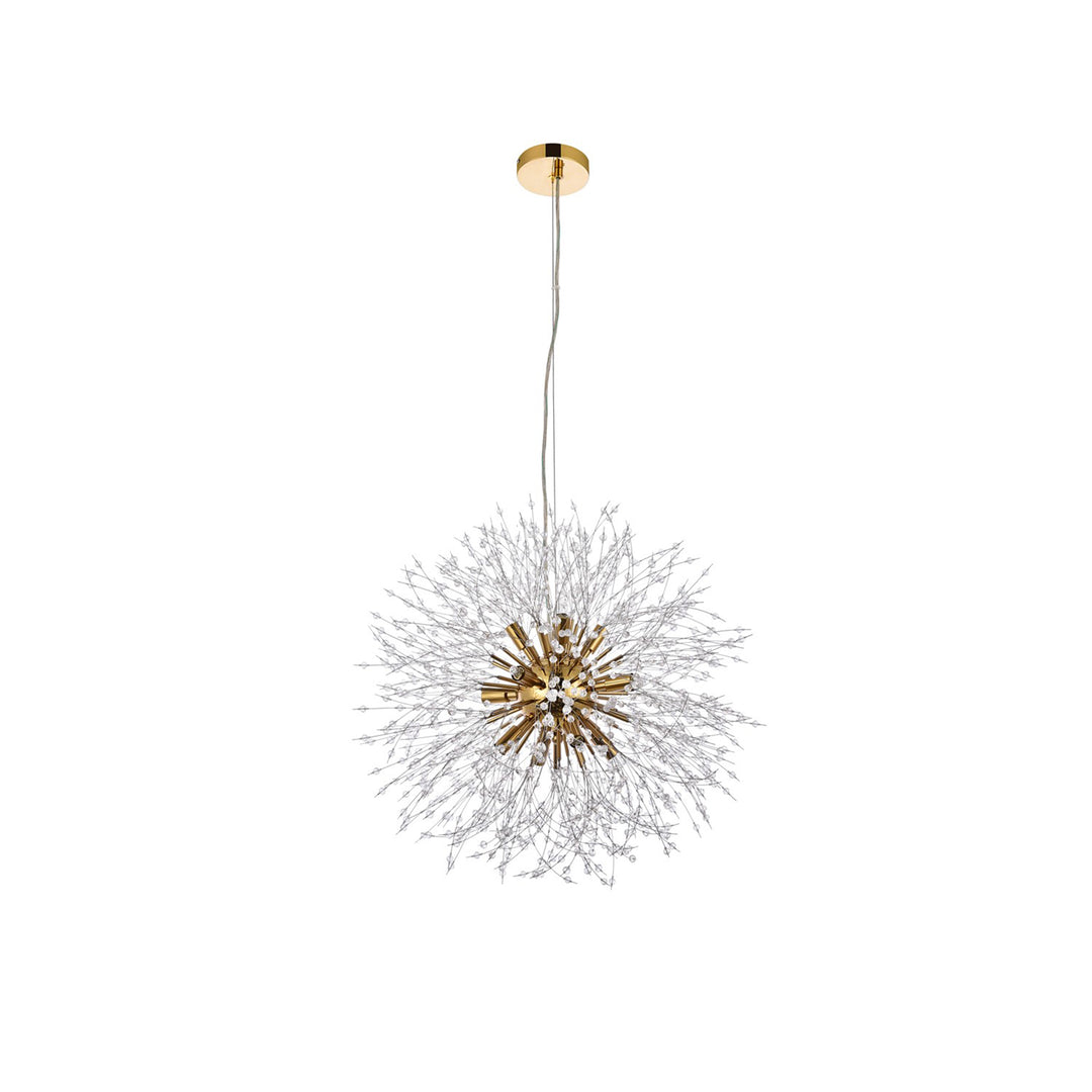 12 Lights Gold Pendant - View 3 - Joshua Marshal