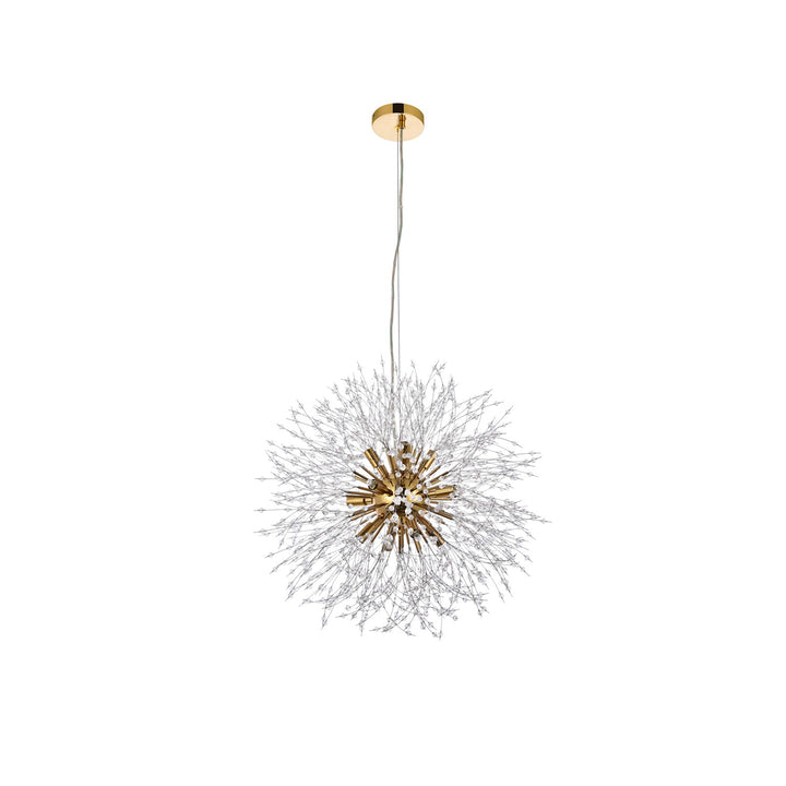12 Lights Gold Pendant - View 3 - Joshua Marshal