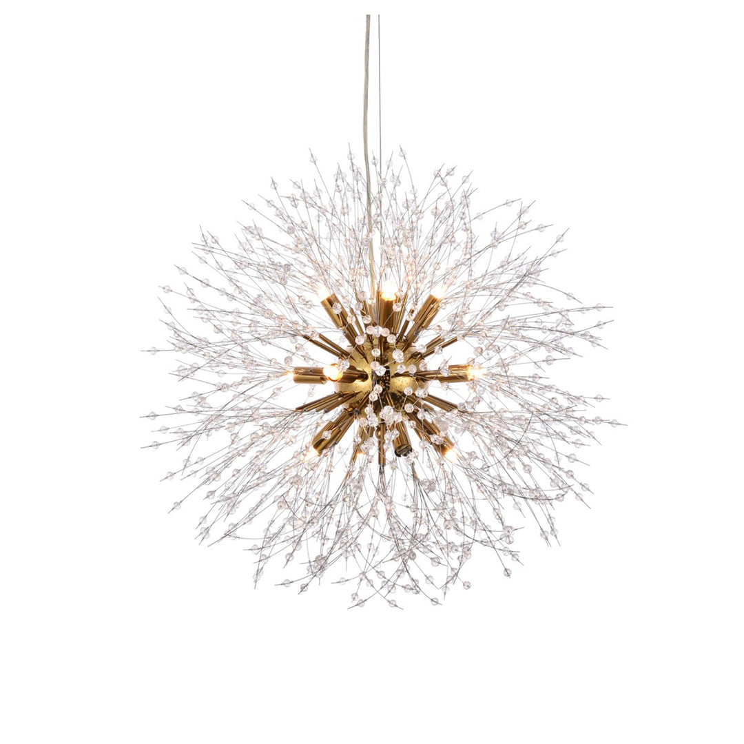 12 Lights Gold Pendant - View 4 - Joshua Marshal