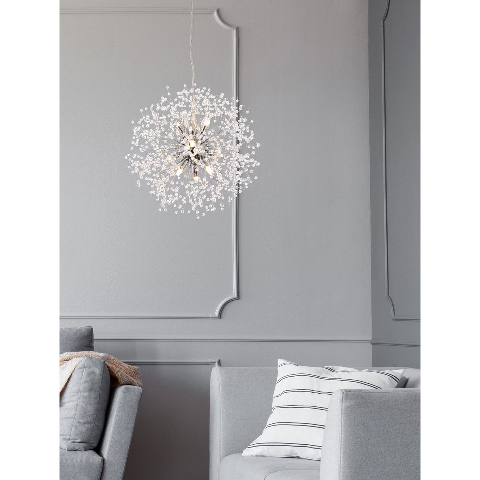 9 Lights Chrome Pendant - View 2 - Joshua Marshal